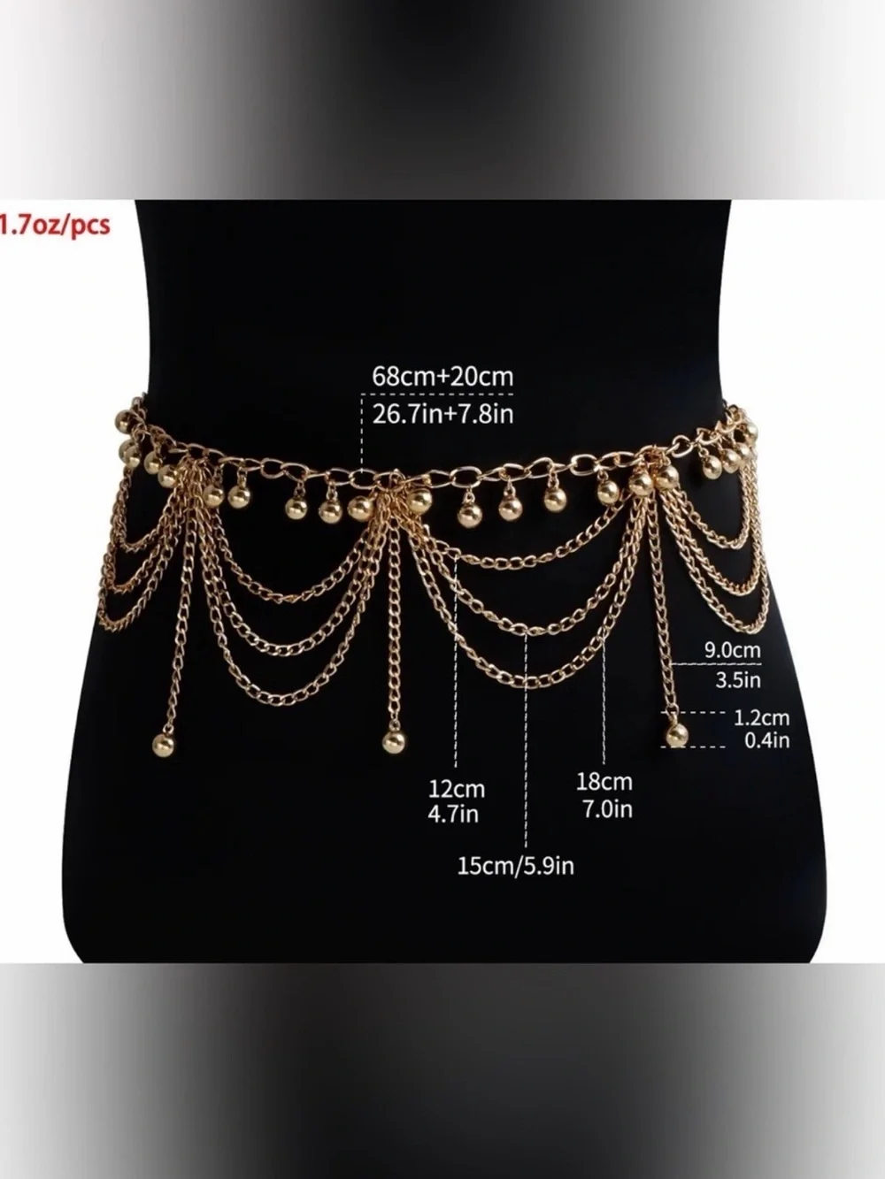 Boho Gold Chain Belly Chain with Dangle Beads